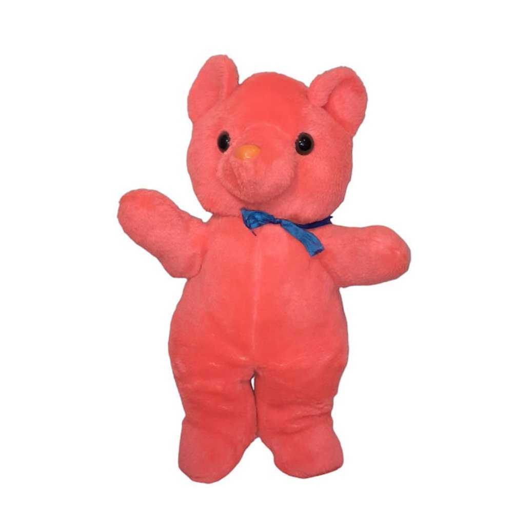 VINTAGE SUPERIOR TOY AND NOVELTY ORANGE BEAR PLUSH STUFFED TOY 14"